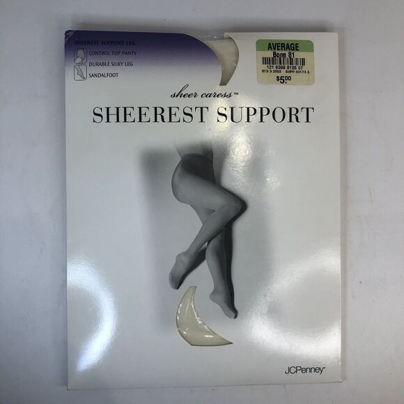 Sheer Caress JCPenney Accessories - Sheer Caress Sheerest Support Control Top Pantyhose Size Average Bone 81 C3